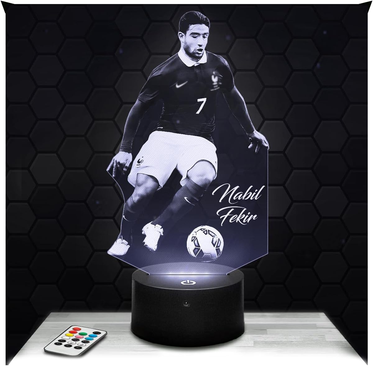 Lampephoto.fr - Nabil Fekir 3D Lamp Night Light Football Player Sport 3D LED Illusion Lamp, Christmas Birthday Gift Idea for Boys and Girls Night Light for Child or Adult Bedroom, Gifts Merchandising