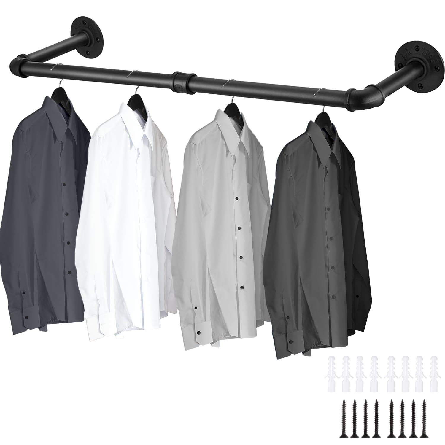 Exquilnova 90CM Wall Mounted Clothes Rail,Black Metal Clothing Rack,Multifunctional Heavy Duty Clothes Rail,Hanging Rails Suitable for Bedroom,Laundry,Kitchen,Bathroom (90CM)