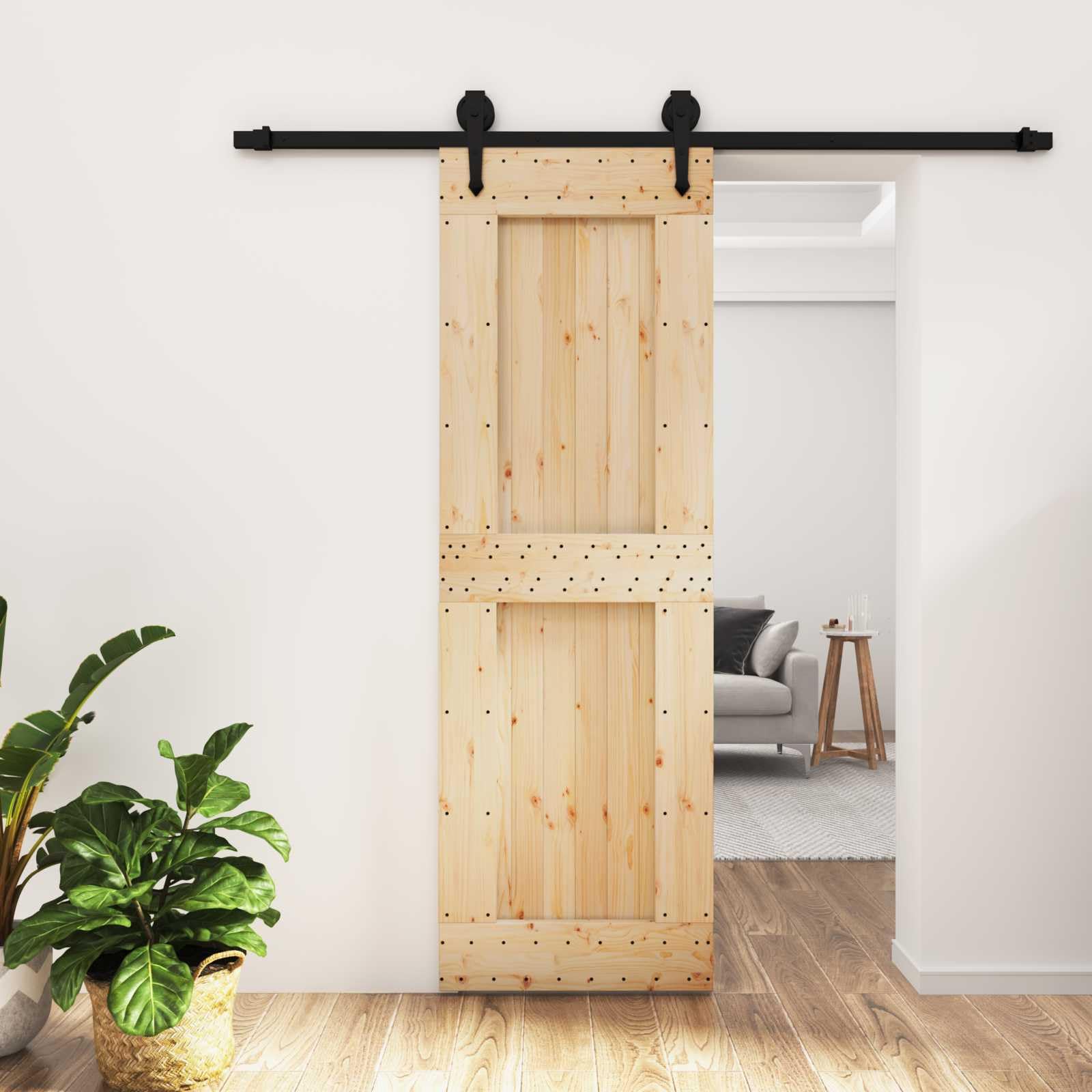 Porta scorrevole in pino massiccio, 70 x 210 cm