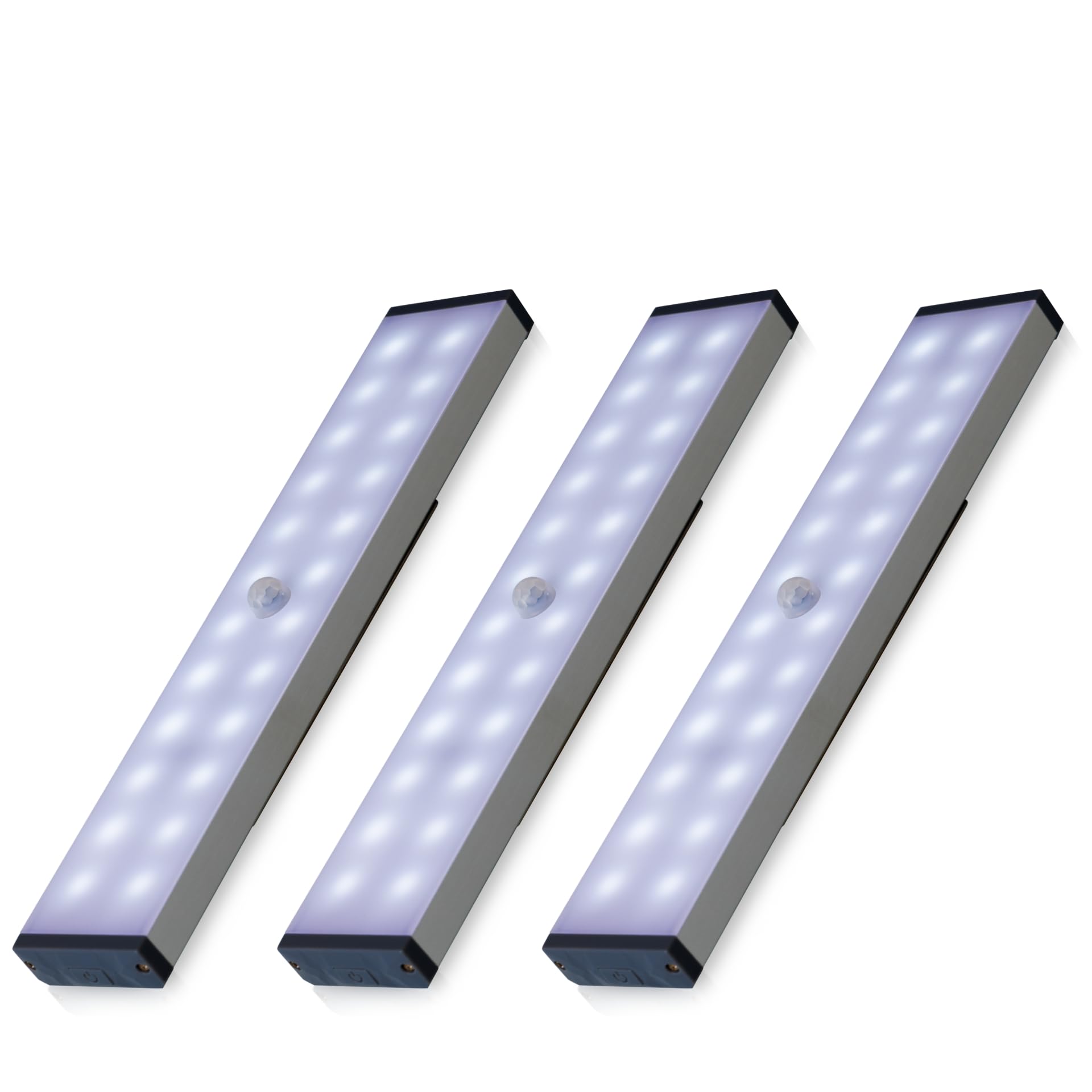 Moss & Stone 3 Pack Motion Sensor Under Counter Lights, Wireless USB Rechargeable Kitchen Night Lights 24-LED, Magnetic Self-Adhesive for Cabinet Lighting & Cupboard Motion Activated Night Light Bar