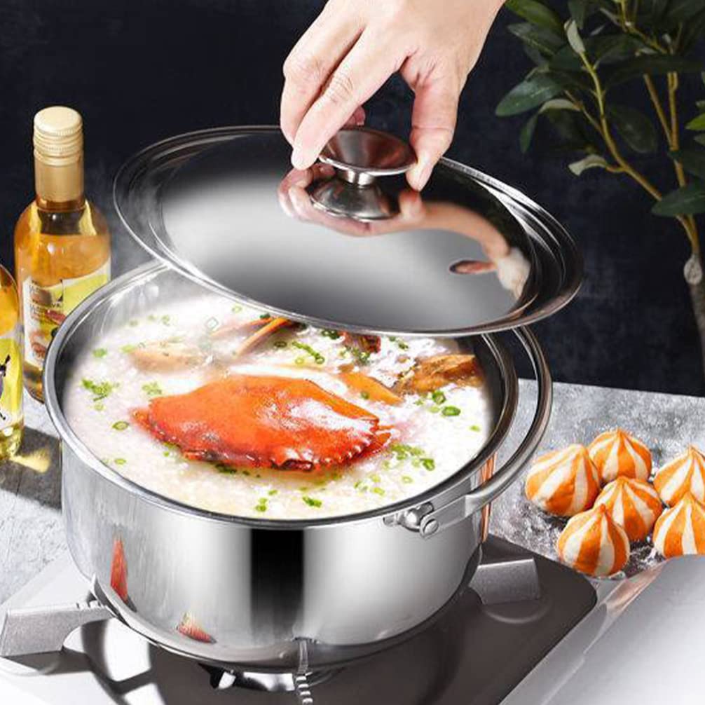 Large Stock Pot Stainless Steel Stock Pot With Lid Multipurpose Soup Pot Stewing Pot (17.5X17.5X19CM) Cooking Pot