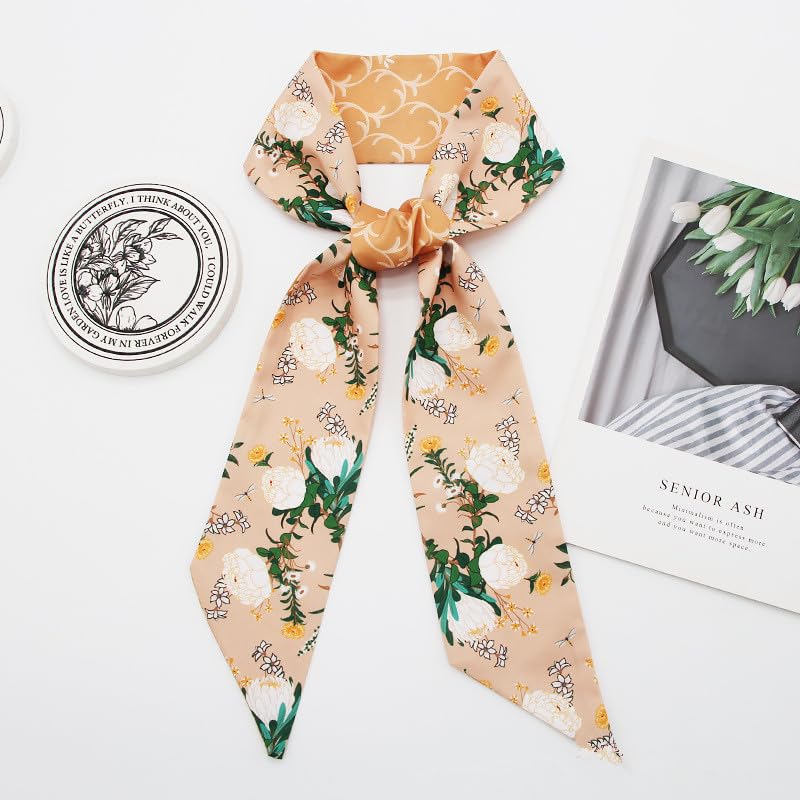 QTMY 4 Pack Purse Scarf for Bags Silk Head Scarf for Hair Handbag Women Scarfs Band Hair Neck Scarves Fashion Gifts,108-14