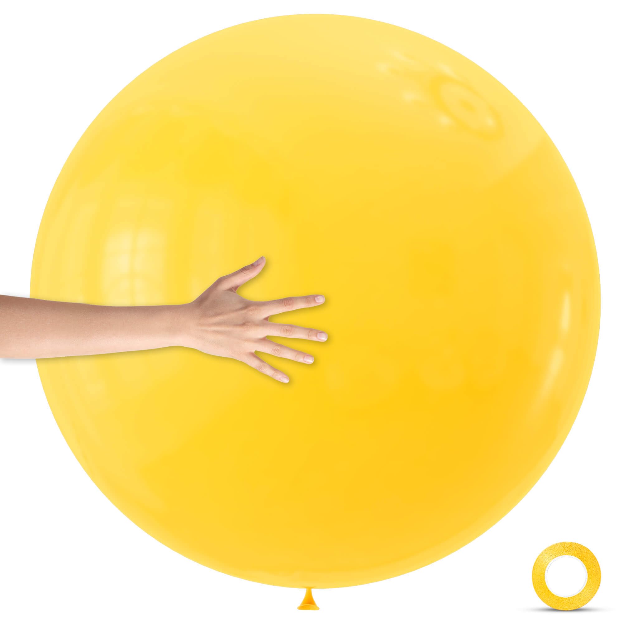 5Pcs Yellow Big Balloons 36 Inch, Round Large Latex Party Balloons for Birthday Wedding Decorations. (Yellow)