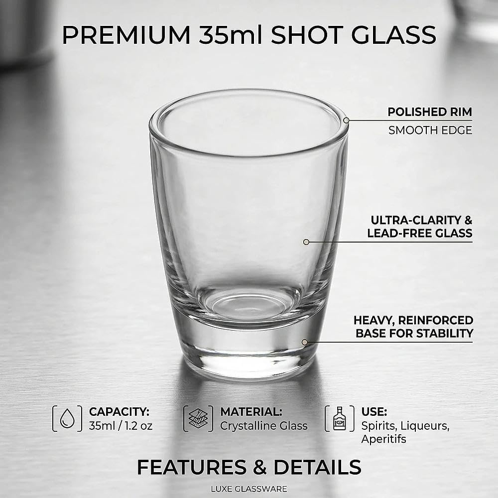 Kieliszki do wódki, 30 ml, zestaw kieliszków do shotów tequili, wytrzymałe kieliszki do shotów ze szkła, do wódki, likieru, ouzo, tequili