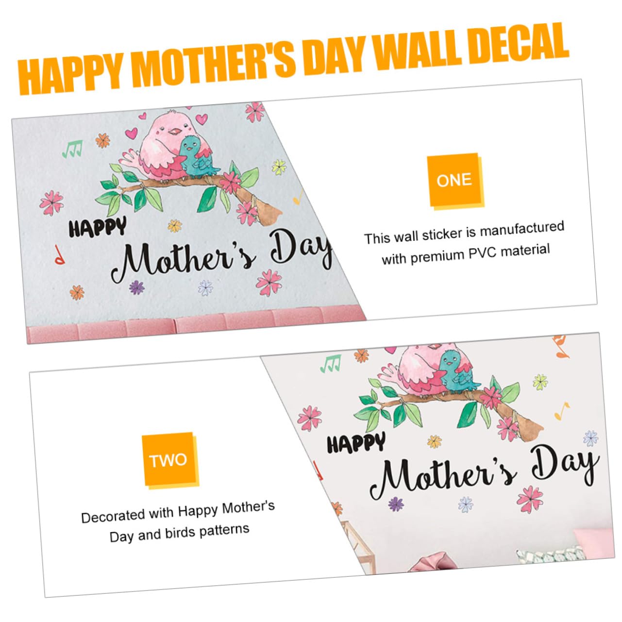 Mother Day Window Stickers Lovely Birds Wall Decal PVC Window Decoration Family Wall Art Mother Day Celebration Decor - Image 4