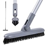Grout Scrub Brush with Long Handle, 50'' Tile Grout Scrubber, V-Shape Crevice Cleaning Brush for Hard to Reach Areas, 180° Rotation Grout Cleaner for Tile Floors, Baseboards and Corners