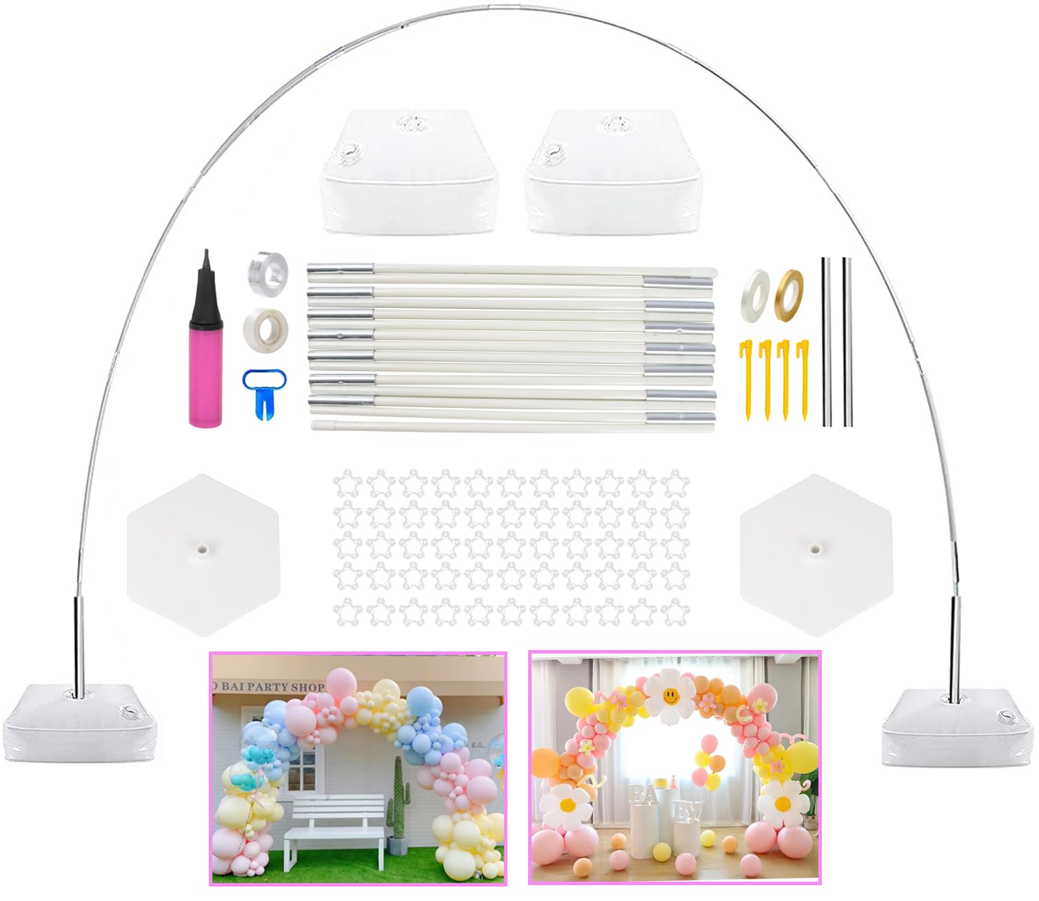 CZCPARY Arco Palloncini Struttura, Kit Arco Semicircolare, Struttura per Palloncini con Base, 2,7m Arco Palloncini per Matrimoni/Compleanni, adatto per feste, Natale