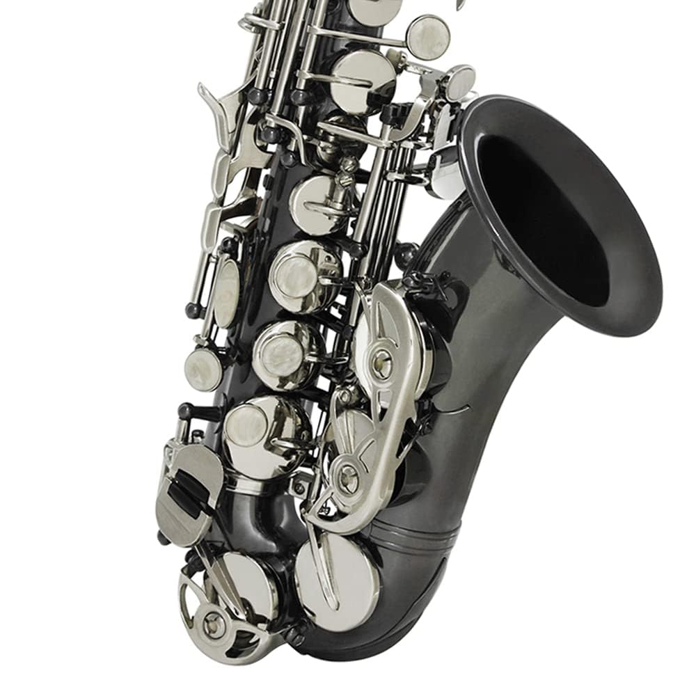 Kit Sassofono Soprano Ottone Sib Sax Soprano Piegato con Custodia per il Trasporto Kit per la Pulizia della Cinghia del Sax Strumenti a Fiato