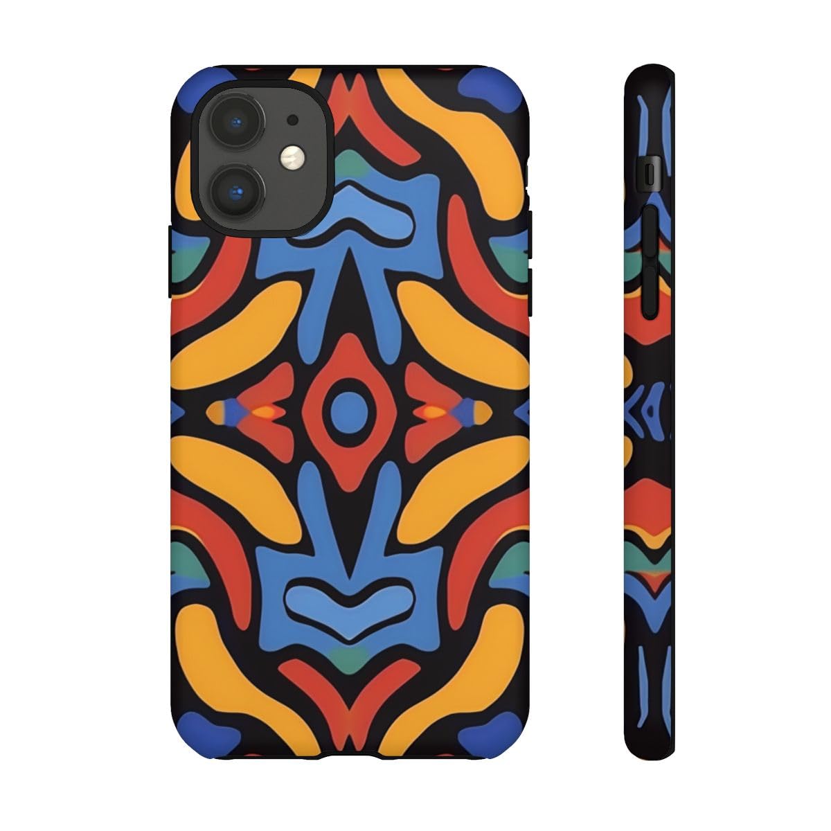 Coque rigide iPhone 11 jaune motif abstrait protection mate - 2