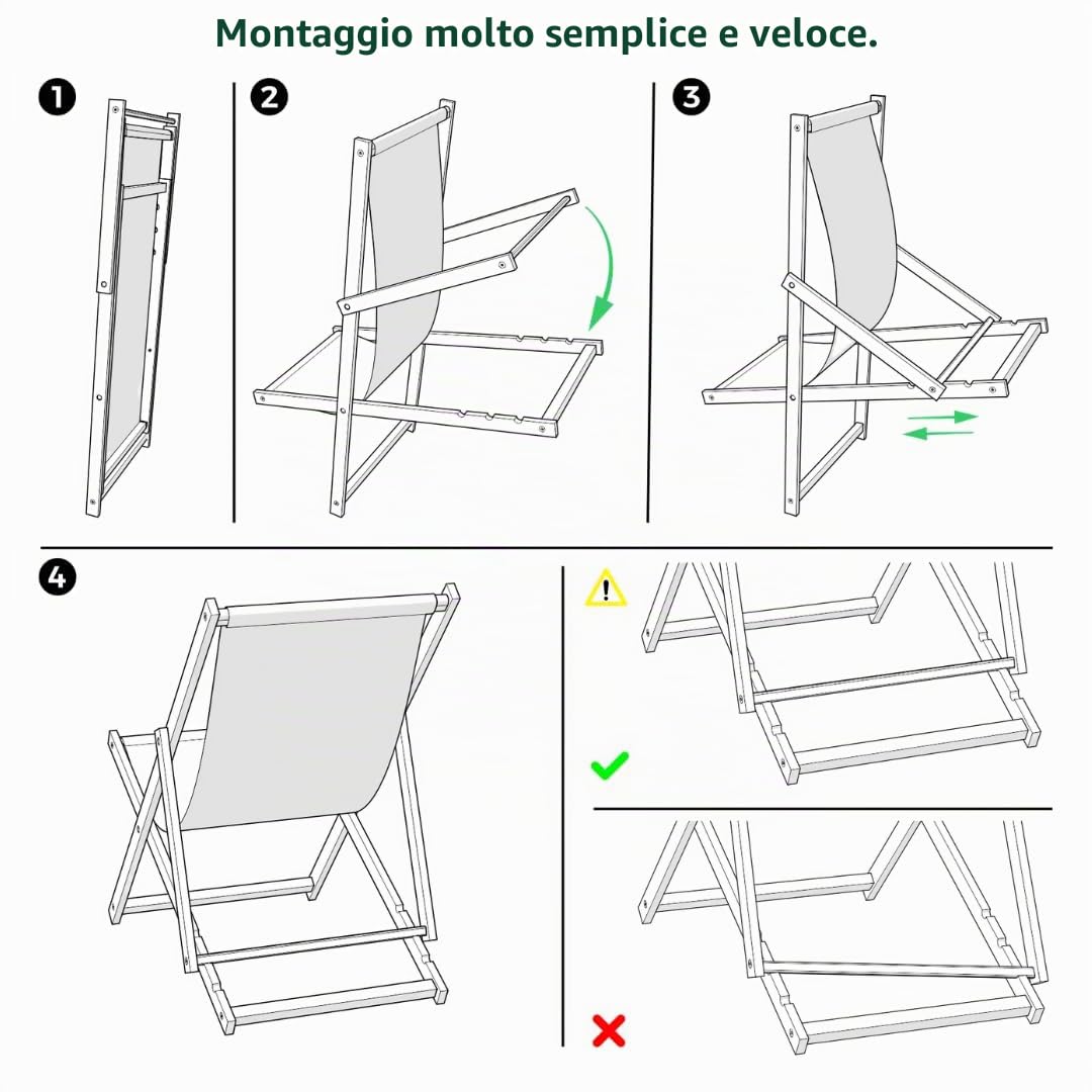Sedia a sdraio sedia a sdraio pieghevole in legno libro senza braccioli Lettino Sdraio sedia da sole, sedia da spiaggia, Arancione