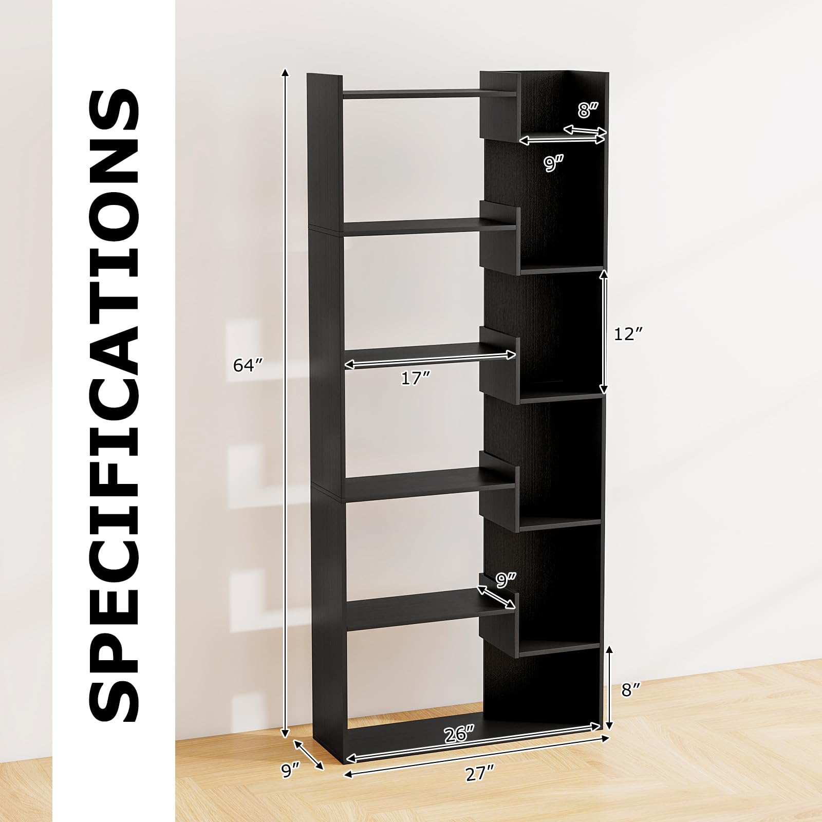 Amazon.com: Tangkula 6-Tier Bookshelf, 64”H Tall Open Bookcase