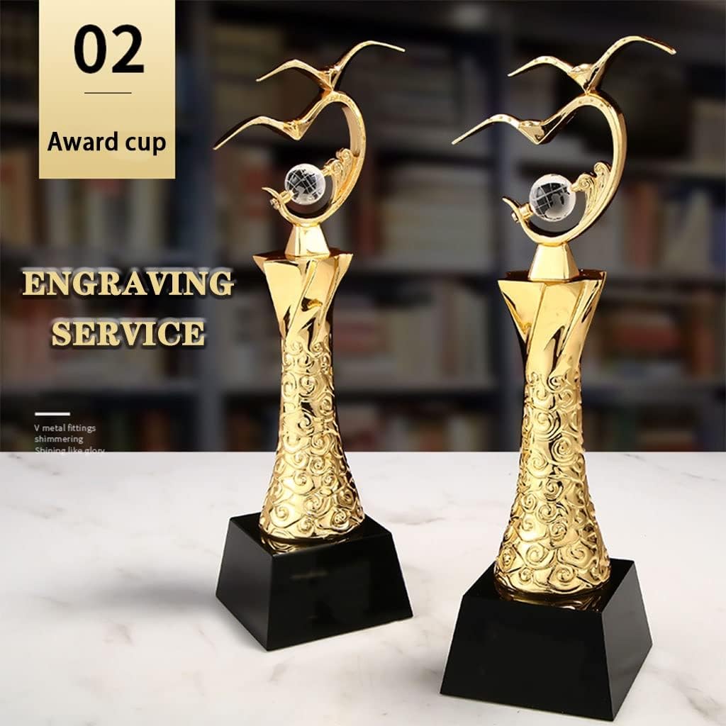 アワードトロフィー クリエイティブシーガル金メッキトロフィー、メタルクリスタルカスタムアワードカップ、会社年次総会賞、無料彫刻トロフ