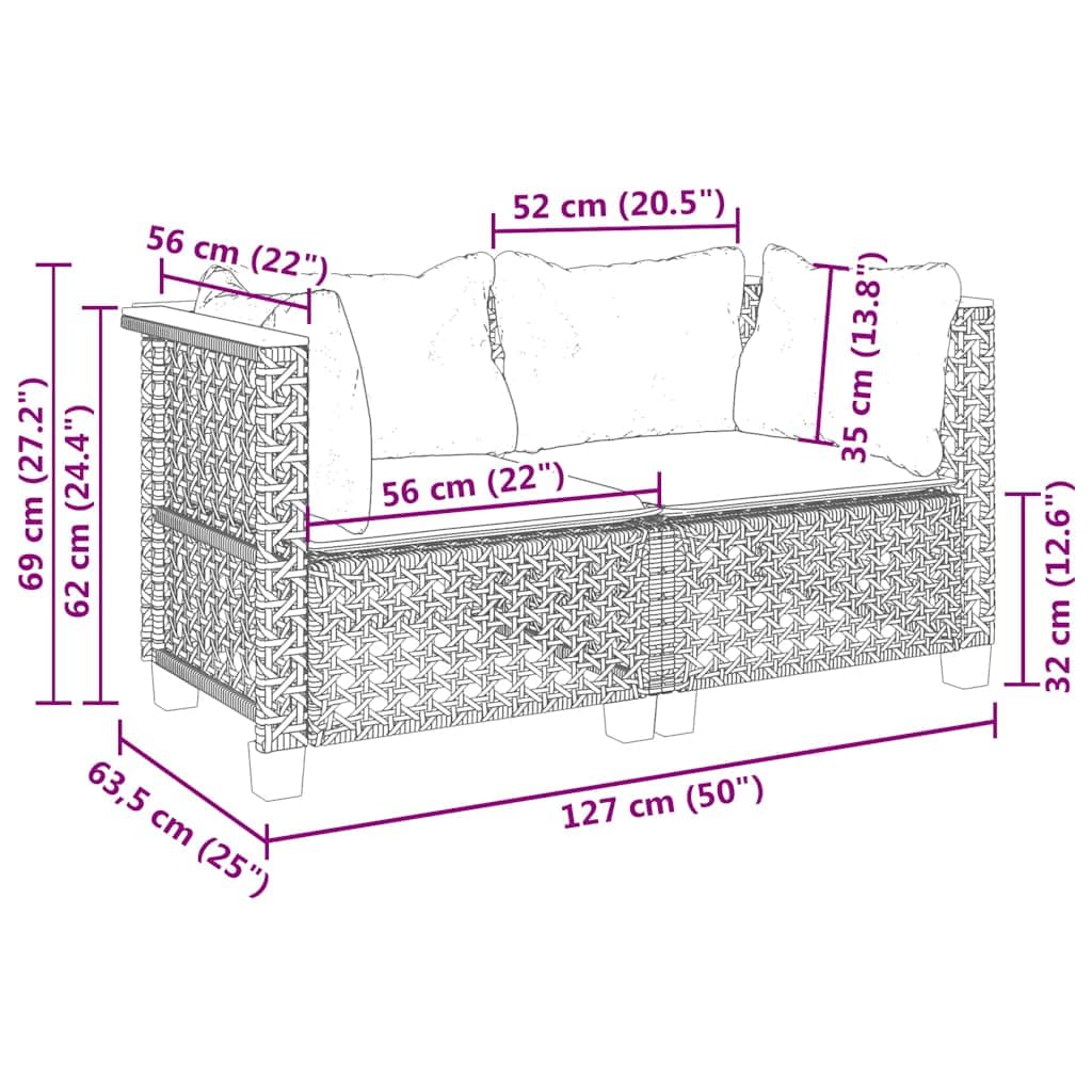 vidaXL Divani Angolari da Giardino con Cuscini 2 Beige Polyrattan, Divano da Giardino con Cuscini, Seduta da Giardino, Divano da Patio