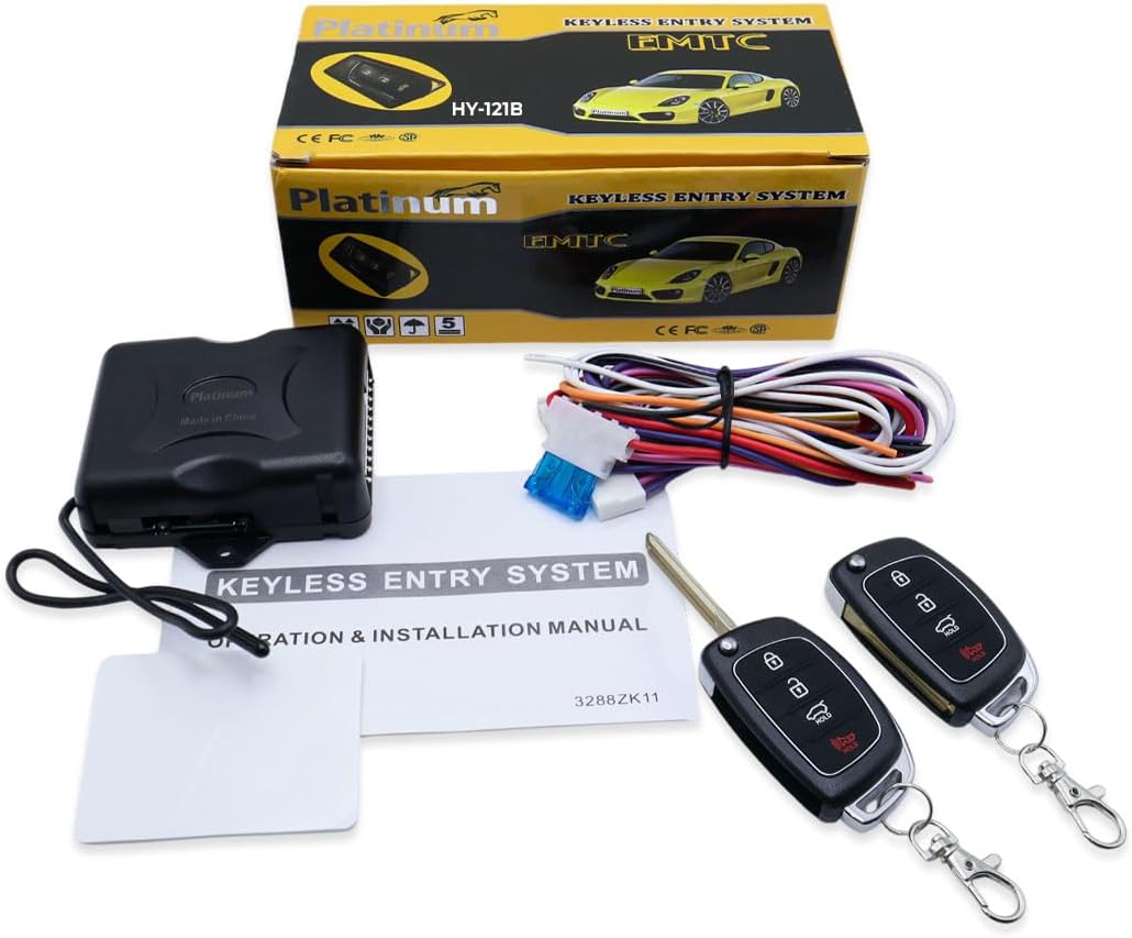 Platinum Universal Car Keyless Entry Kit with Remote Central Locking & 2 Key Fobs | HY121B