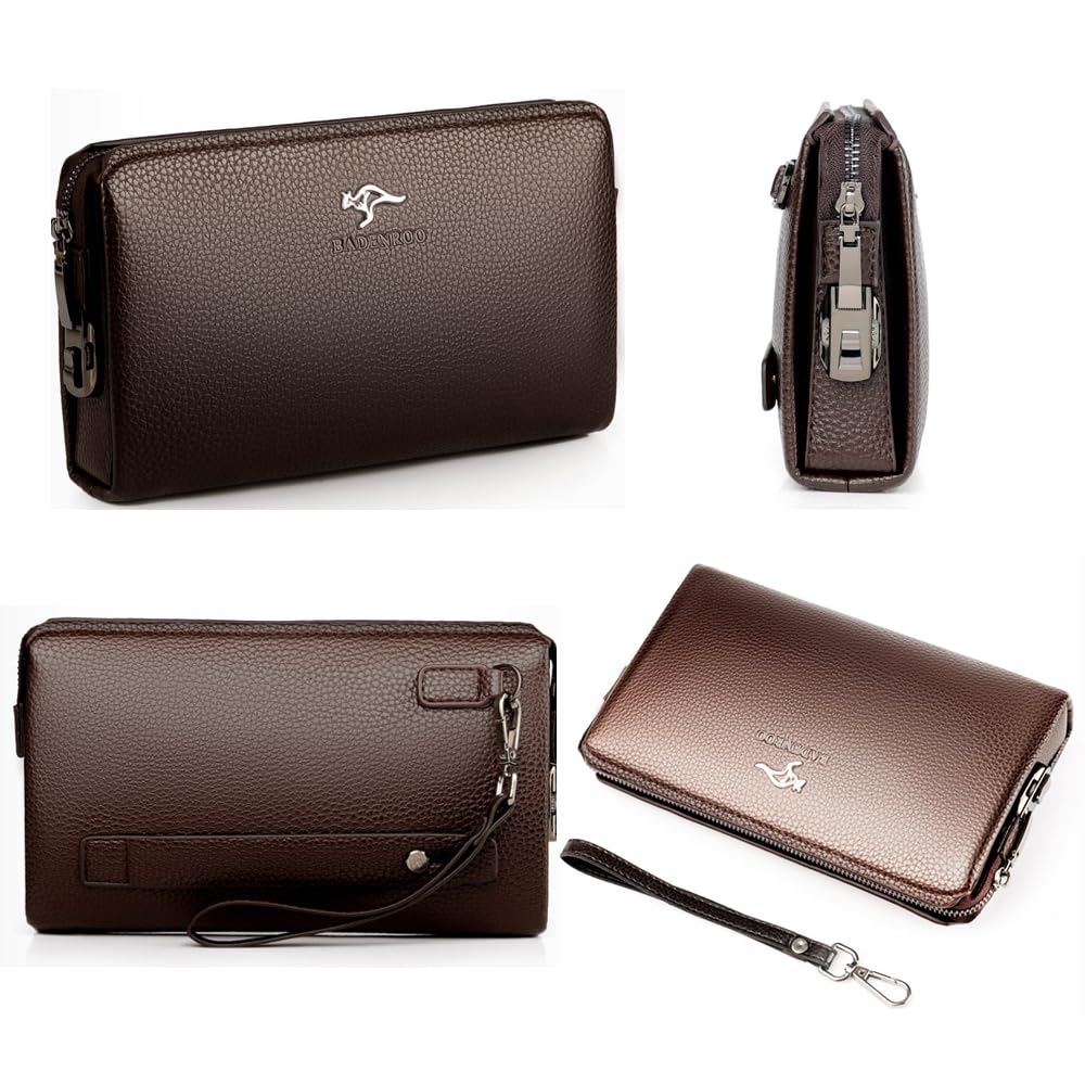 Pochette Portafoglio Lungo PU Pelle Uomo Borsa Da Polso Con Blocco Codice