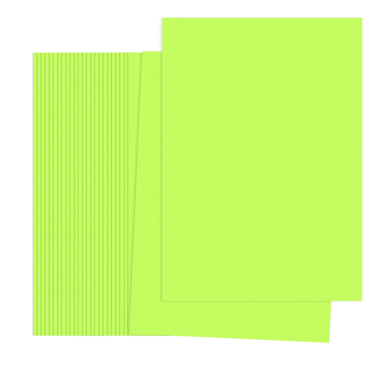 PATIKIL Fluorescent Green Colored Copy Paper, 50 Sheets 8.3x5.9 A5 19lb/70gsm Double Sided Colorful Print Paper Bulk Sheet DIY Craft Art Projects Supplies for Printer Origami — image 1