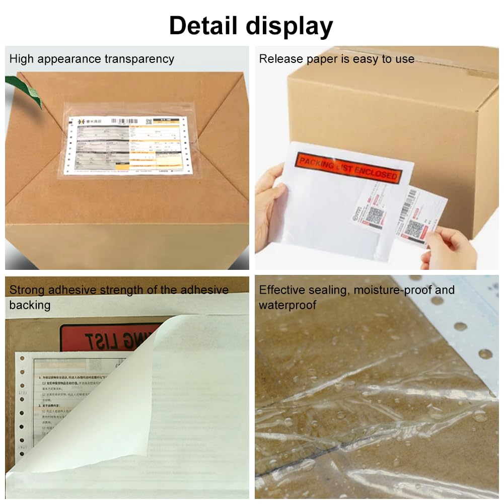 Bolsa Adhesiva Portadocumentos, Sobres Para Albaranes, Sobres Portadocumentos Adhesivos, Bolsa de Albaran, Guarda Albaranes, Facturas, Se Adapta a Documentos de Tamaño A5, 25 Piezas, Transparente
