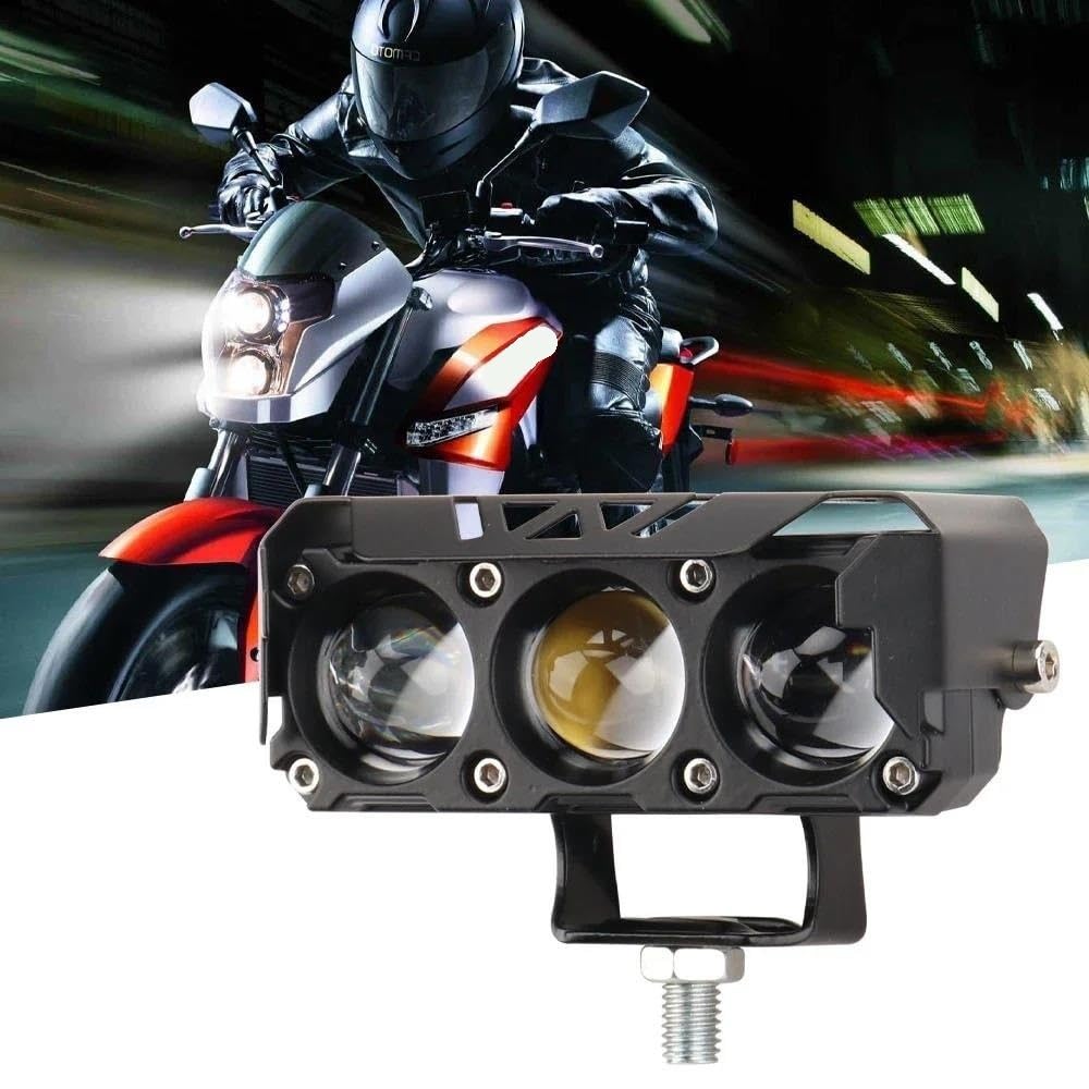 Reflektor motocyklowe 3-soczewkowe Super Jasne Reflektory Motocyklowe, LED, Przeciwmgielne, Motocykle, Światła Mijania, Robocze, Skutery(2pcs with Switch)