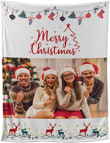 Manta de forro polar personalizada con mis propias imágenes, manta de Navidad de reno, manta de forro polar de Navidad, manta de franela súper