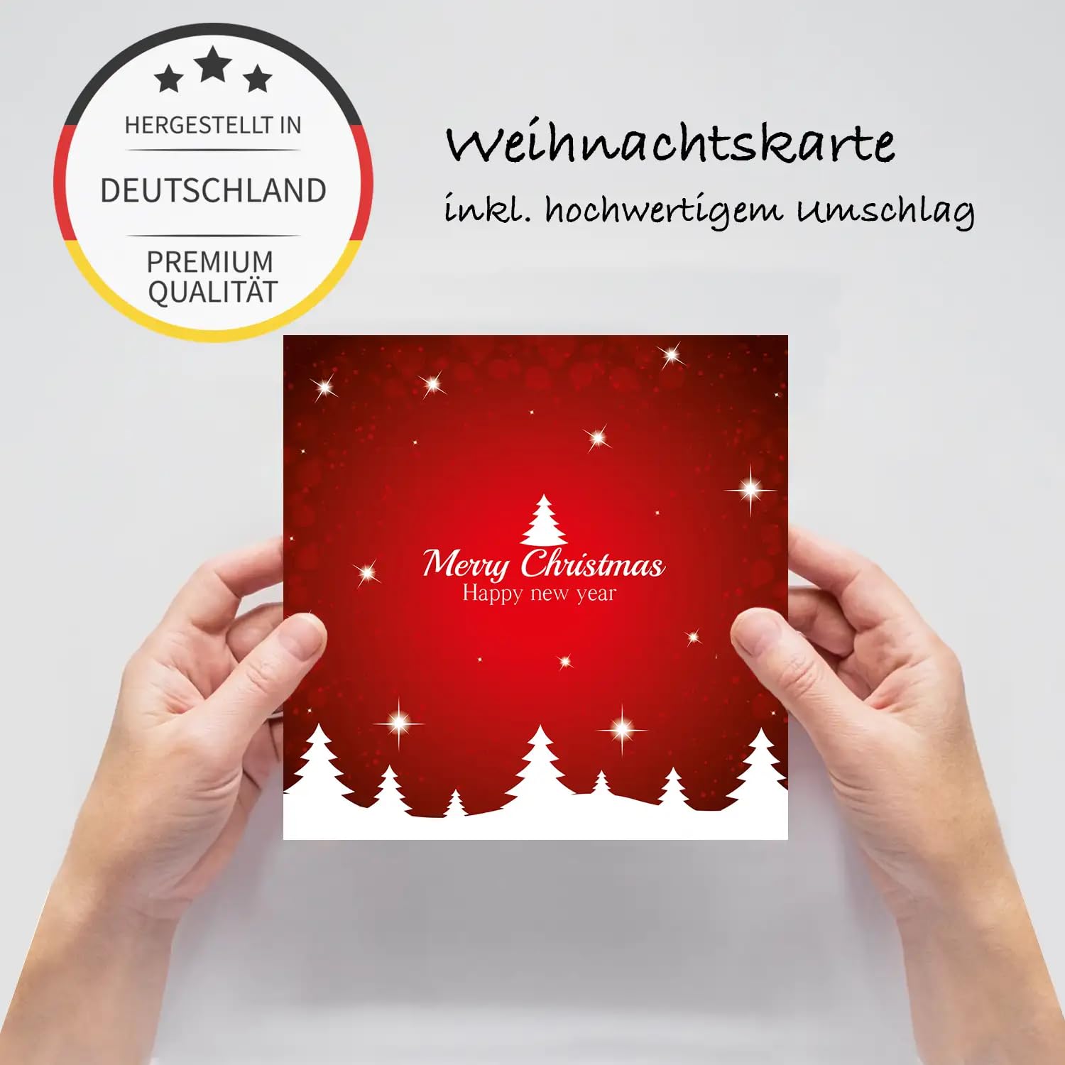 Lot de 30 cartes de Noël de qualité supérieure avec enveloppe - 14,8 x 14,8 cm - Cartes pliantes pour entreprises - Cartes de vœux pour Noël