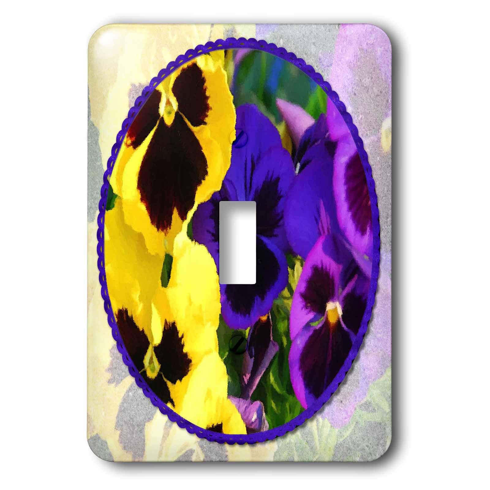 Interrupteur simple Pansies 3dRose Lsp_21292_1 plaque murale motif fleurs de pensées