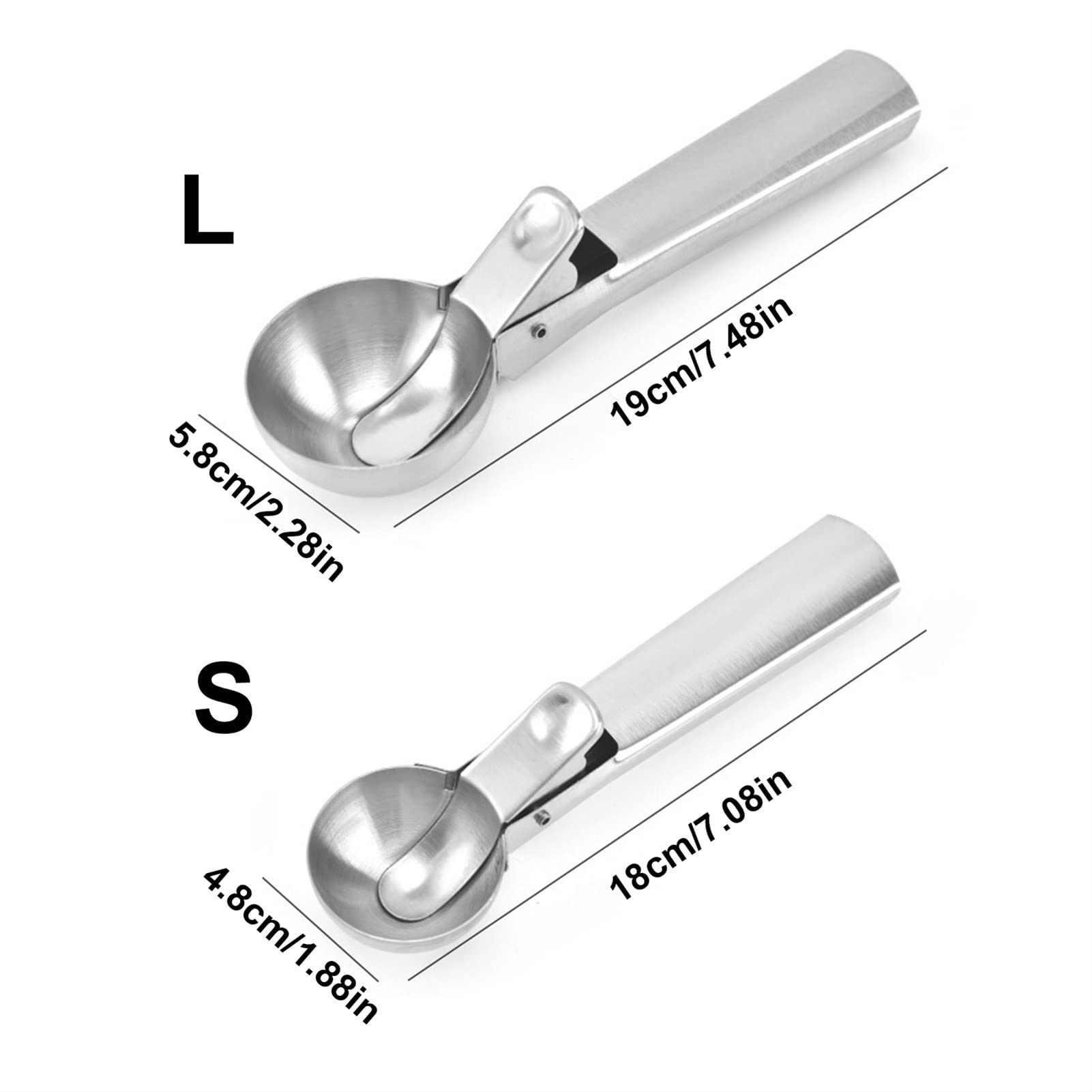 Lot de 2 cuillères à crème glacée en acier inoxydable de qualité supérieure - Pour pelleteuse de pastèque - Cuillère à dessert - 17,8 cm