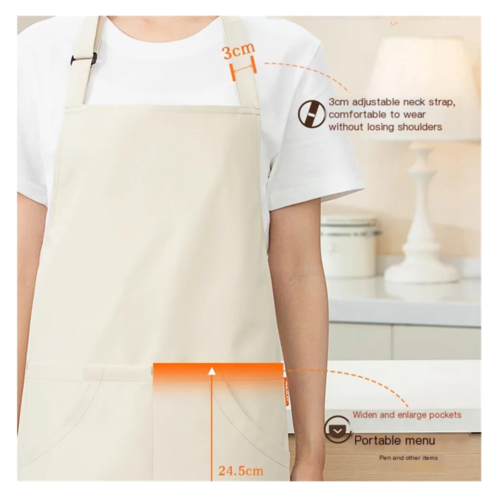 delantal cocina 1 pieza de delantal cafetería con 3 bolsillos gran capacidad correas hombro ajustables adecuado for cocina restaurante