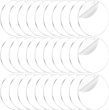 40PCS Acrylic Keychain Blanks, Clear Acrylic Ornaments Blanks Bulk Circles Blank Disc Blank with Hole for Vinyl DIY Keychain,Tags and Craft