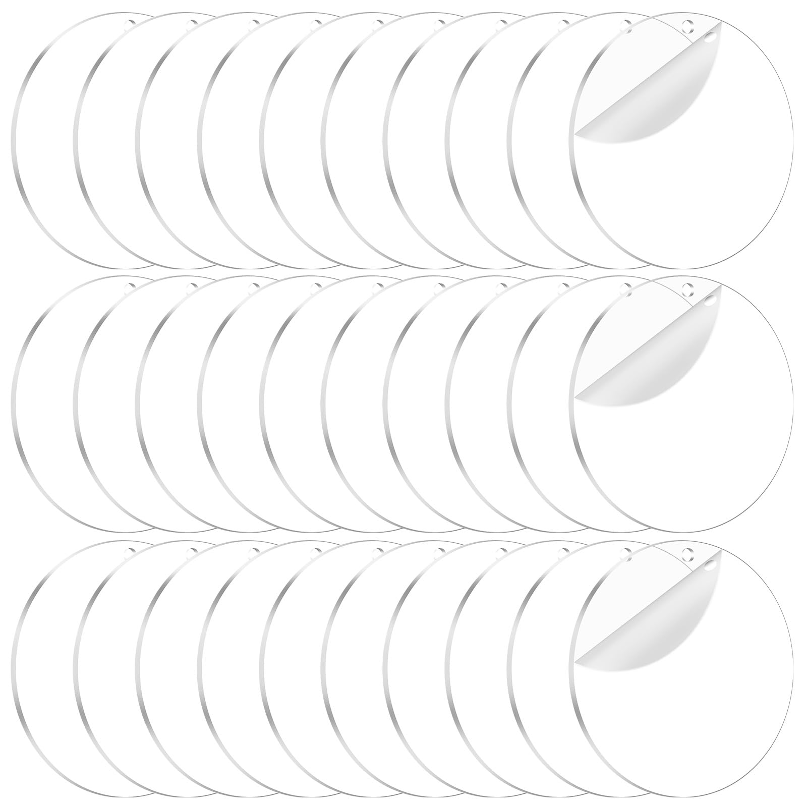 Photo 1 of 40PCS Acrylic Keychain Blanks, Clear Acrylic Ornaments Blanks Bulk Circles Blank Disc Blank with Hole for Vinyl DIY Keychain,Tags and Craft