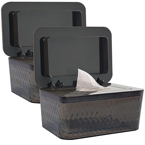 Paquete de 2 dispensadores de toallitas húmedas para bebés, contenedor de toallitas húmedas de gran capacidad, diseño a prueba de polvo, mantiene