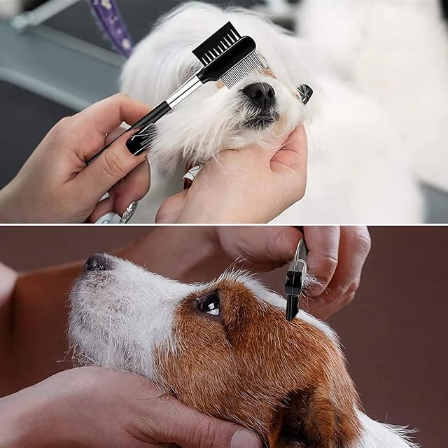 Foto 6 de 7 de 2 peines Yutou para eliminar manchas de lágrimas, de doble cara, para perros