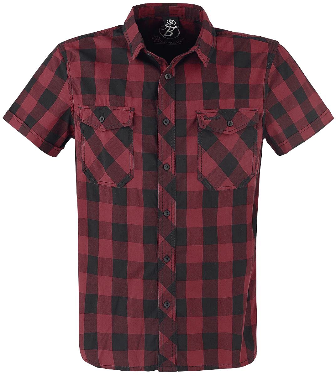 Brandit Roadstar Uomo Camicia Maniche Corte nero/rosso Regular