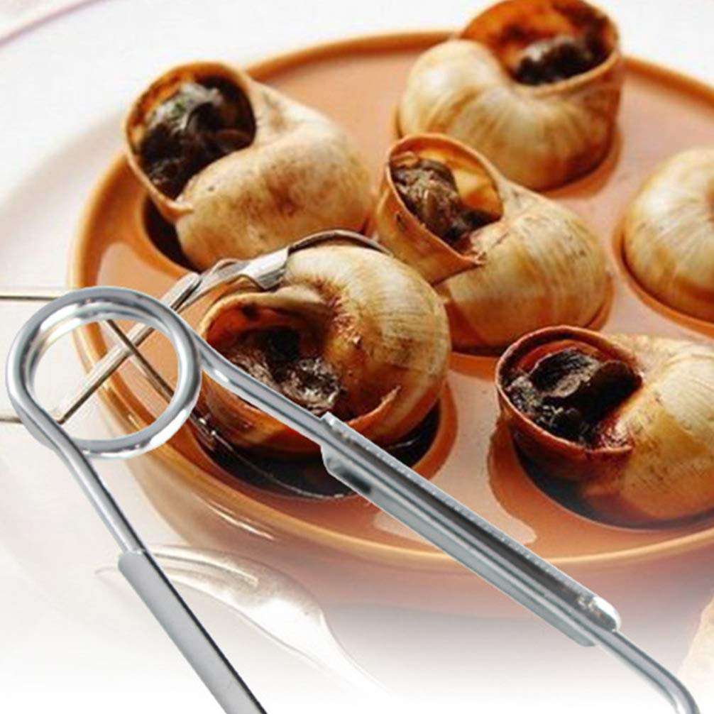 Hemoton 2Pcs Escargot Tongs Stainless Steel Cooking Tongs Multifunctional BBQ Clip Clamp for Restaurant Serving Silver