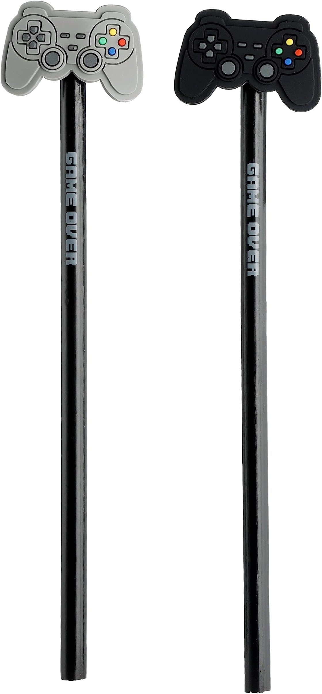 Puckator Game Over Pencil with PVC Topper - Pencils for Kids - End of Year Gifts for Children - Funky Pencils for Kids Girls & Boys - Party Bag Fillers - Childrens Pencil - Classroom Gifts