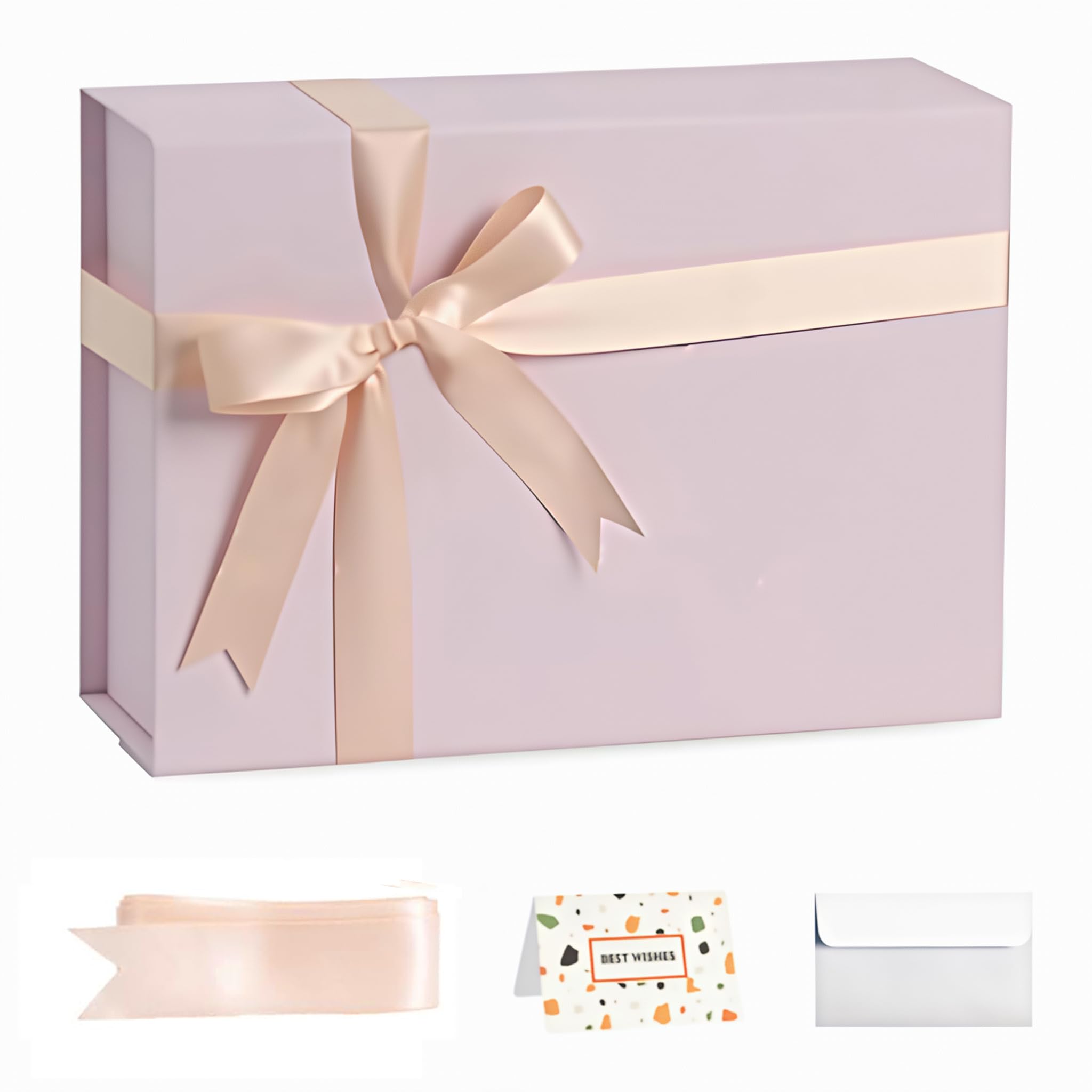 Pink Gift Box, 9x7x4 Inches Small Gift Boxes with Magnetic Closure Lid with Card/Ribbon for Birthday Party Holiday Christmas Wrapping Presents