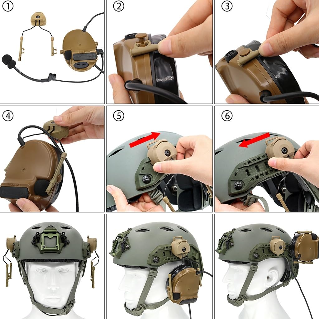 TS TAC-SKY Military Tactical Headset Brackets Mounted Rapid Action Helmet ARC Rail Adapter Kit/Military Tactical Accessories (Color : BK4)
