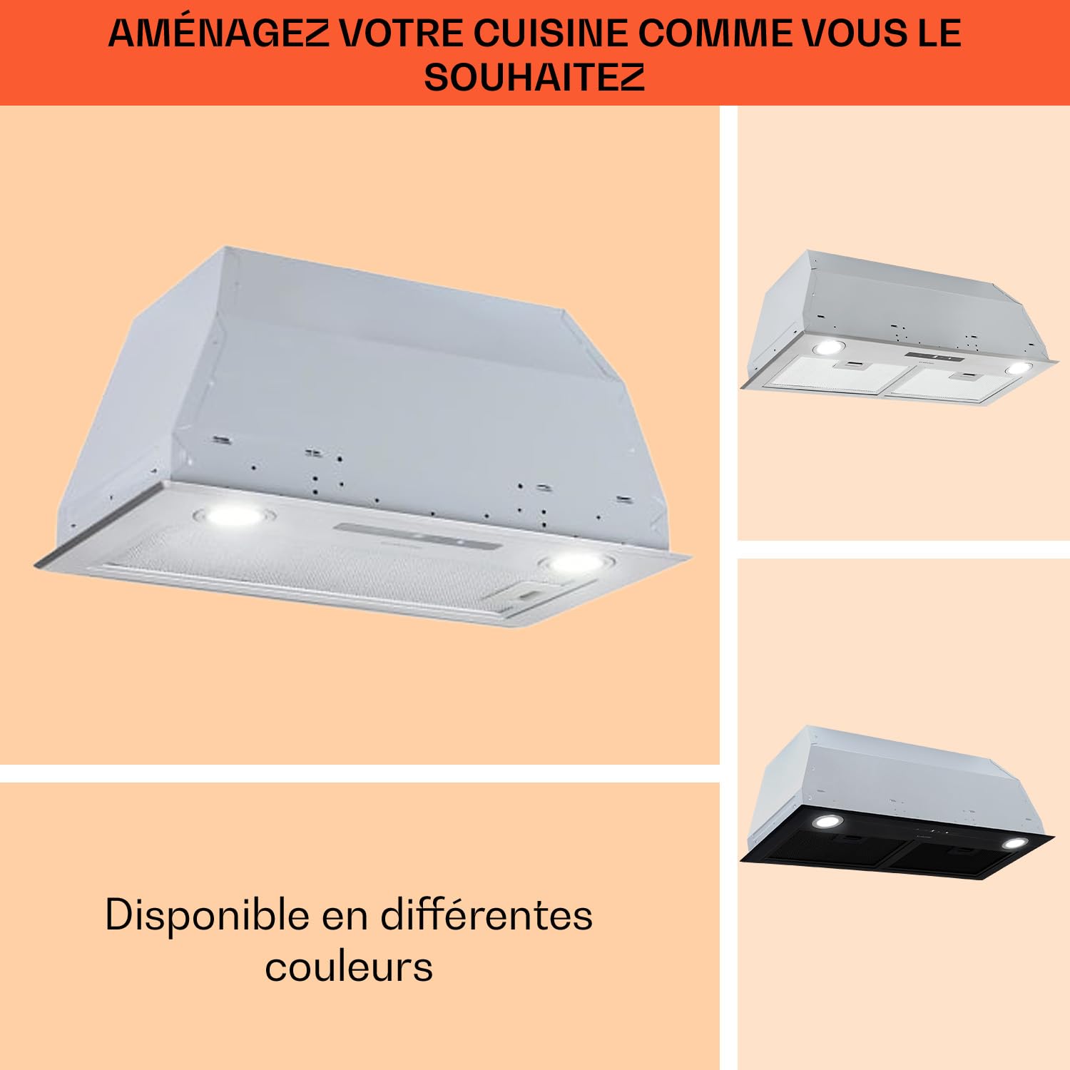 Klarstein Hotte Aspirante 90 cm, Hotte Aspirante Encastrable Silencieuse, de Cuisine 90cm avec Lampes LED, Débit d'Air Puissant 369m³/h, avec Évacuation, Commandes Tactiles