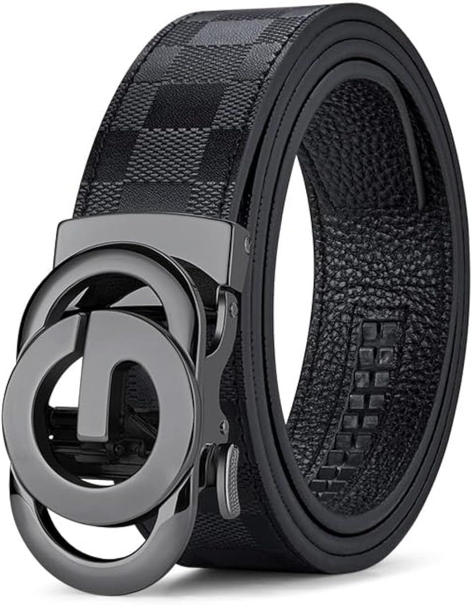 VANNANBA Mens Ratchet Belts Genuine Leather Belt Designer Belts Business Casual Fashion Dress Automatic Buckle with Gift Box