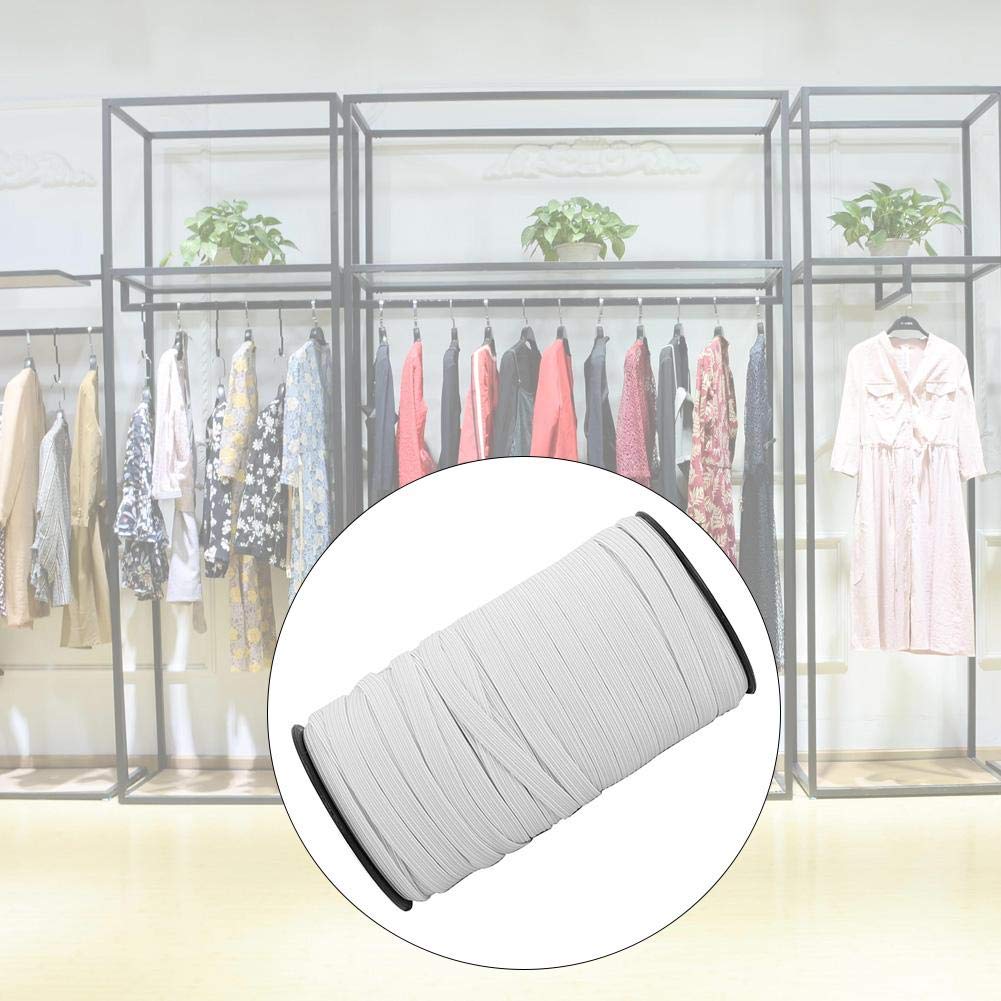 VOBOR Banda Elástica de 8 mm, Artesanía Elástica de 100 Yardas para Ropa DIY (Blanco)