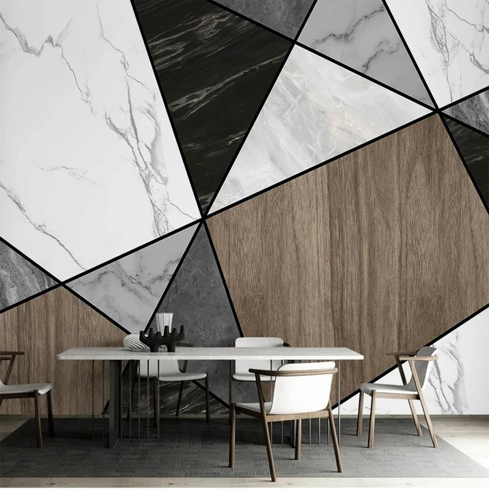 ZEZILE Niestandardowa tapeta w dowolnym rozmiarze nowoczesna ściana 3D geometryczny marmur drewno szycie mural do sypialni salonu dekoracja