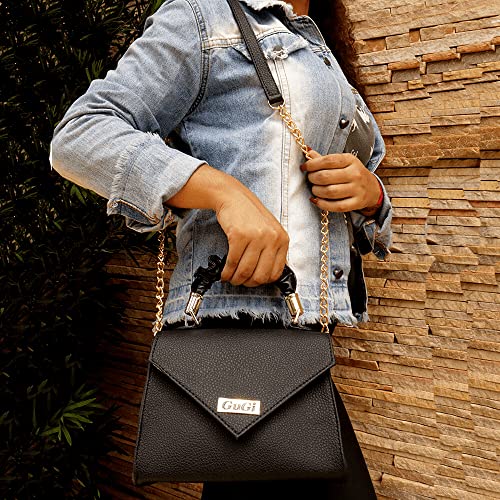 Bolsa Feminina Transversal de Ombro B100-GG Bag GuGi Casual Com Alça de Mão; Cor:Preto