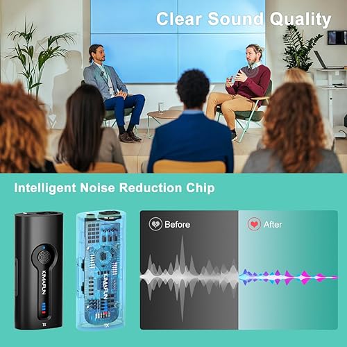 Miniatura 10 de KIMAFUN Sistema de micrófono inalámbrico Lavalier, micrófono de solapa para altavoz, profesor, aula, amplificador de potencia, G70 (1TX1RX)
