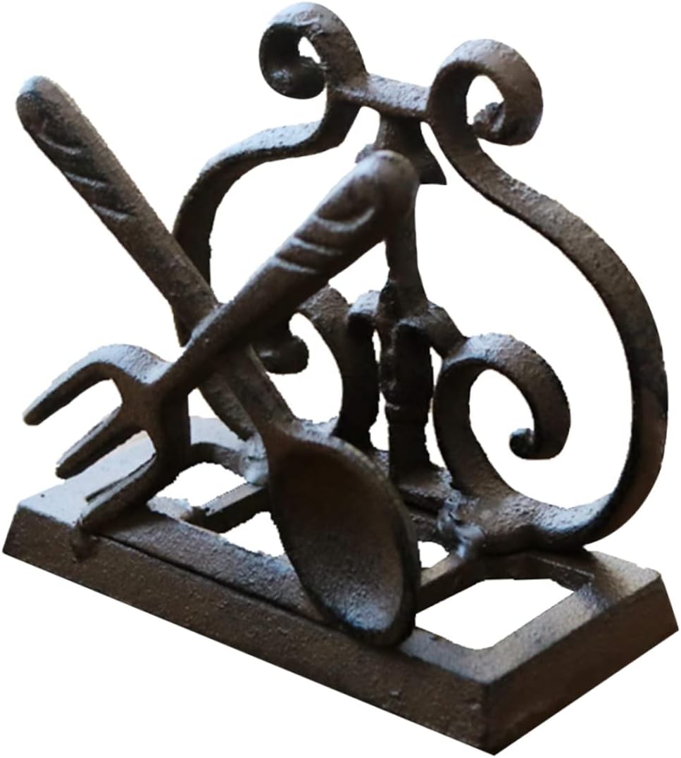 1Pc Vintage Cast Iron Tissue Holder Napkin Organizer with Retro Design for Kitchen Dining Living and Coffee Table Non-slip Heavy Duty Iron Napkin Stand and Bookend