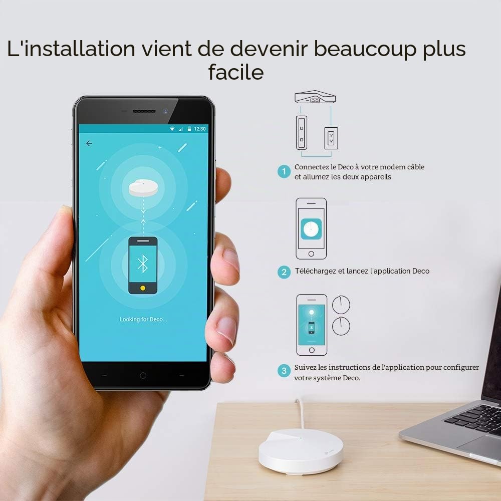 TP-Link Deco M9 Plus(3-Pack) Système WiFi Mesh tribande AC2200 ultra rapide avec Hub domotique intégré - Contrôle parental - Solution réseau sécurisée et intelligente pour tous les types de foyer