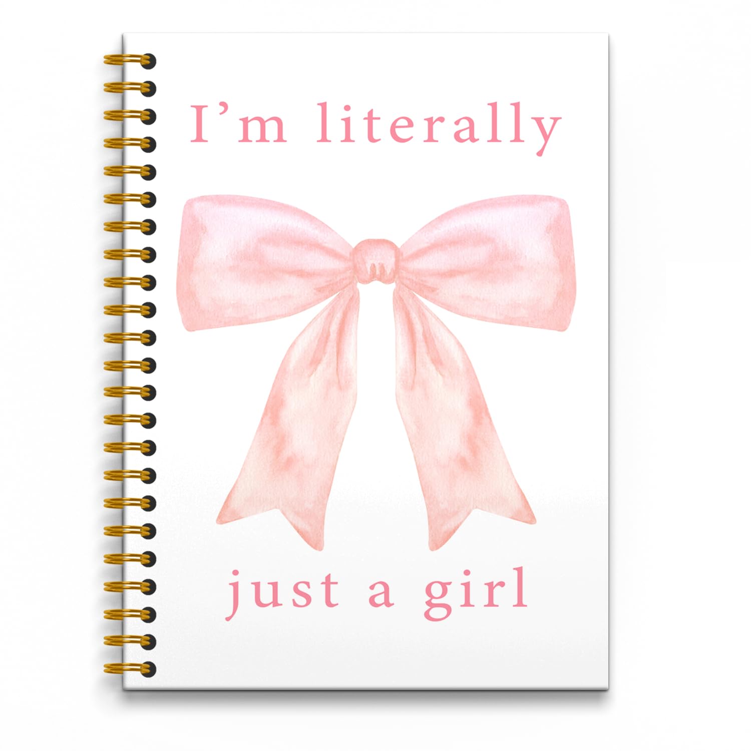 RUNMESS Coquette Pink Bow Notebook, Preppy Girly Aesthetic Journal, Preppy Gifts for Women, Girly Office Supplies, I'm Literally Just a Girl Hardcover