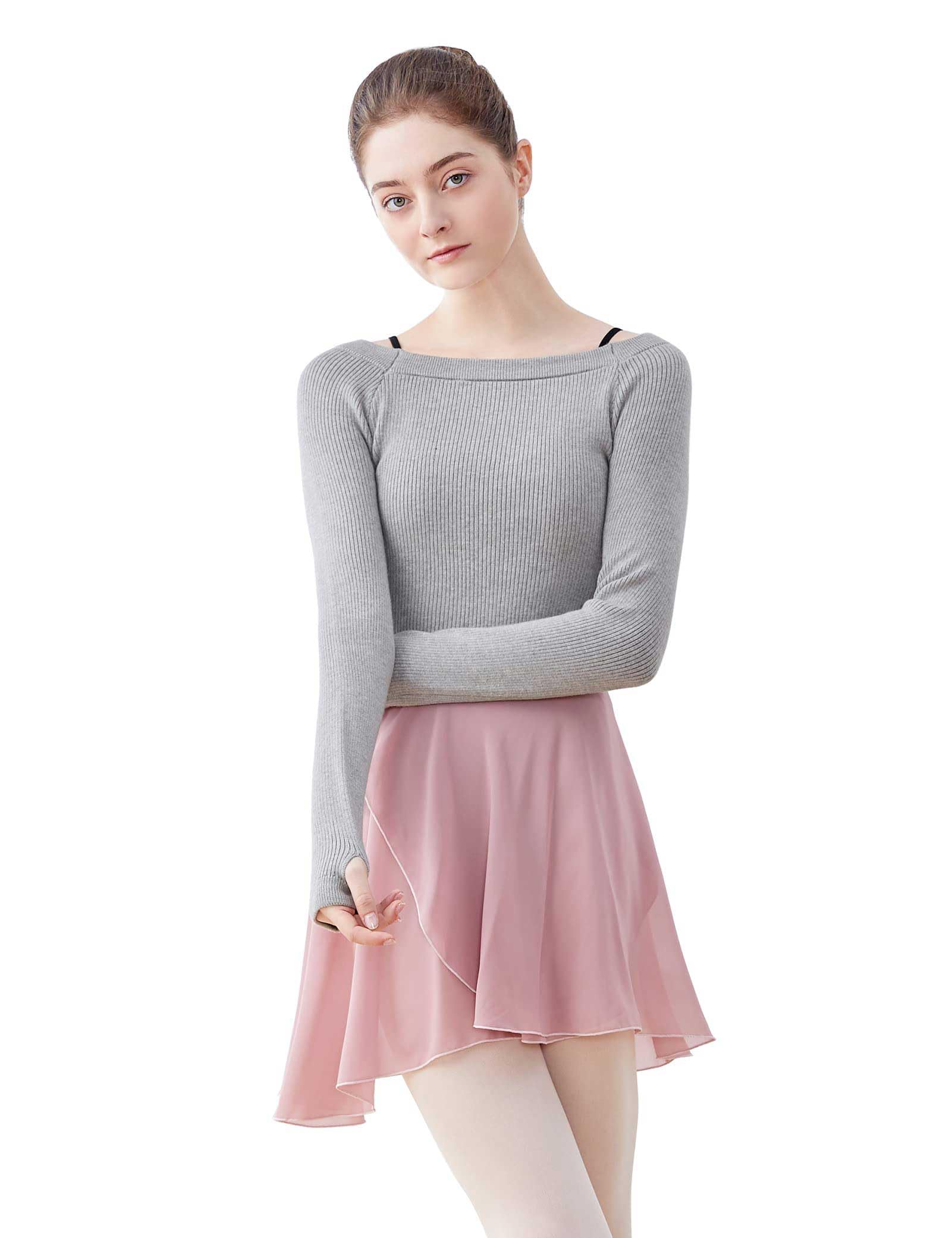 DaydanceTeen Girls Women Long Sleeve Dance Sweater Soft Ballet Warm Up Pullover for Leotards