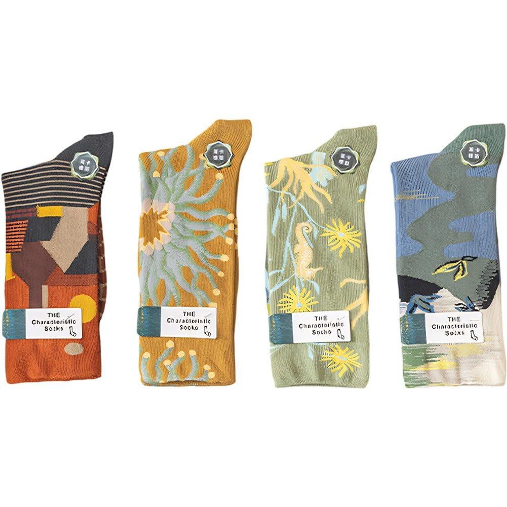 Chaussettes en coton respirant haut de gamme aux motifs de peinture à l'huile