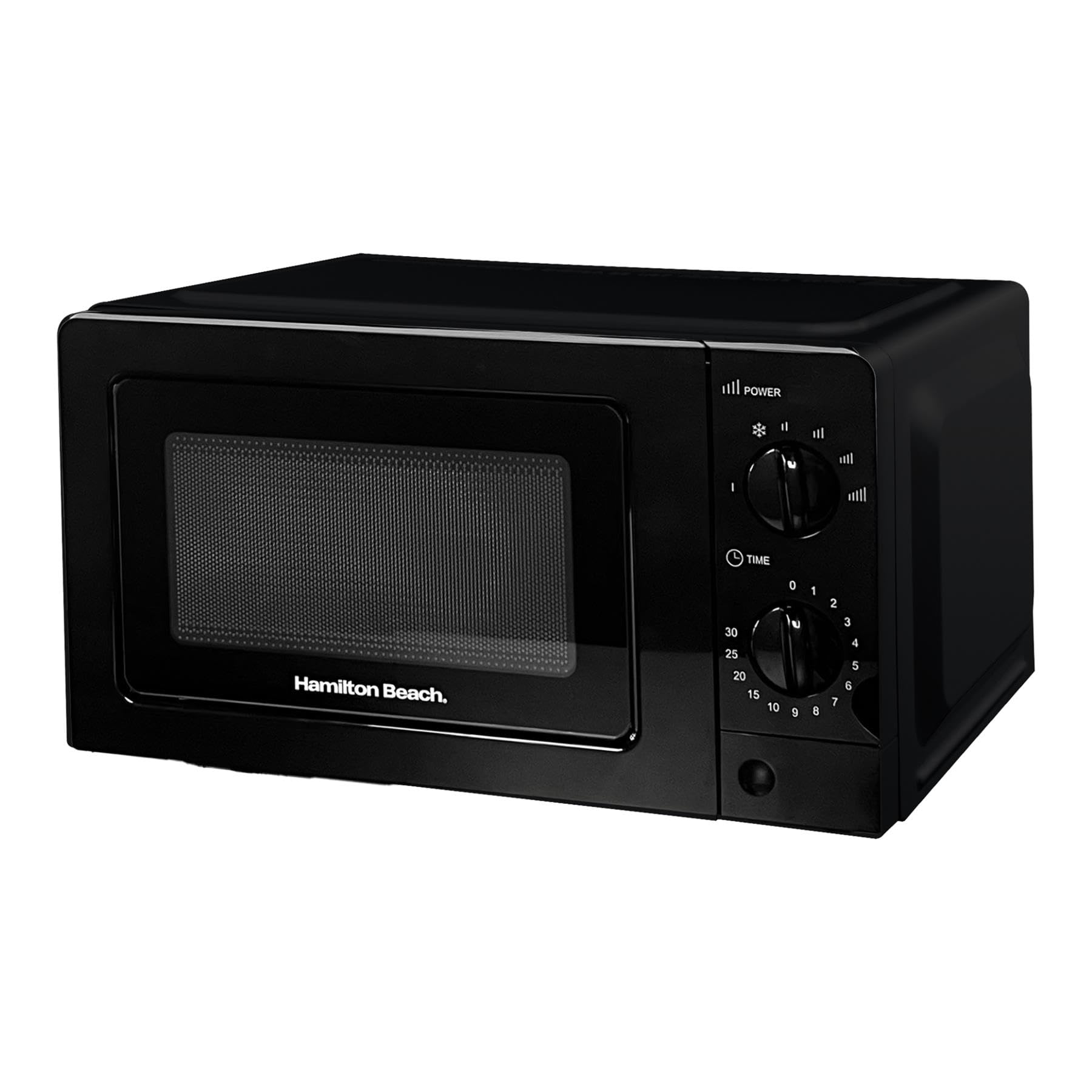 Hamilton Beach 700W Standard Microwave Oven, 20L Capacity, Manual Controls, 6 Power Levels, Speedy Defrost, 30-Min Timer, Compact Design for Small Kitchens - HB70T20B, Black