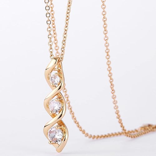 Miniatura 3 de Ascona - Collar con circonita cúbica chapada en oro de 14 quilates, chapado en oro rosa, delicado collar con colgante de diamante de imitación