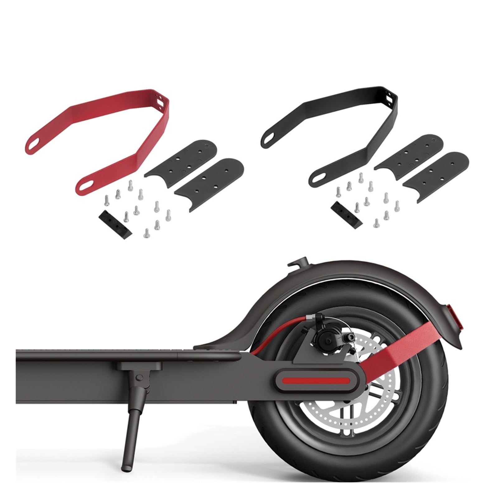 Tylny wspornik błotnika do hulajnogi elektrycznej M365 Pro 1S Pro2 Metalowy błotnik z ochroną przed wstrząsami i szczeliną(Red)